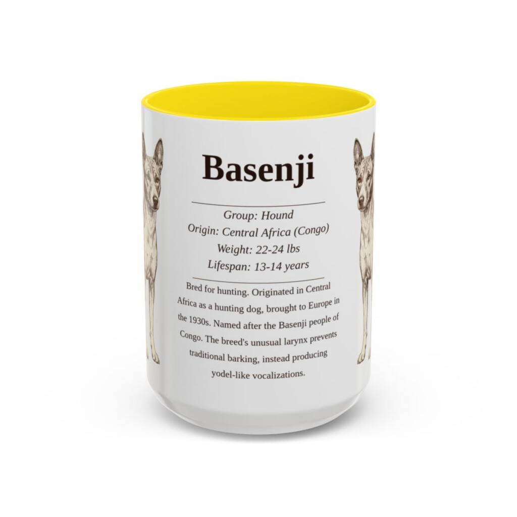15oz basenji mug, Yellow