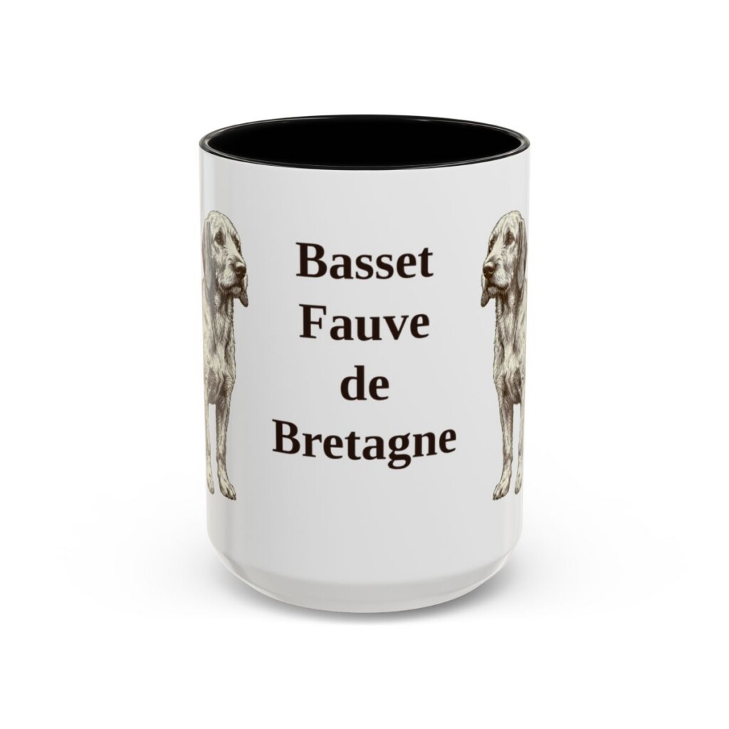 15oz Basset Fauve de Bretagne Mug, Black, front view