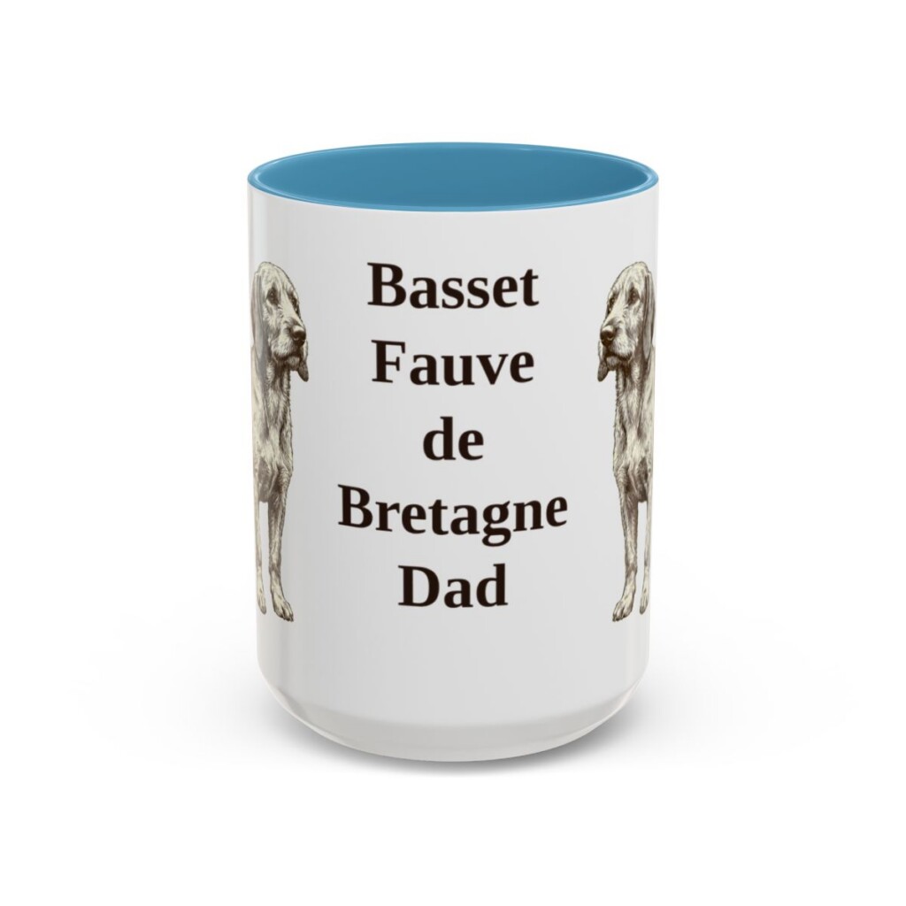 15oz-basset-fauve-de-bretagne-mug-dad-light-blue 15oz Basset Fauve de Bretagne Dog Dad Mug, Light Blue, front view