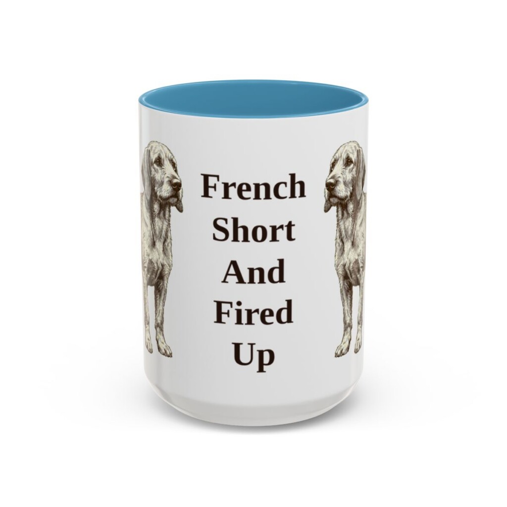 15oz Funny Basset Fauve de Bretagne Mug, Light Blue, front view