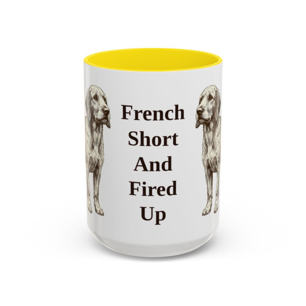 15oz Funny Basset Fauve de Bretagne Mug, Yellow, front view