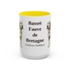 15oz Basset Fauve de Bretagne Latin Mug, Yellow, front view