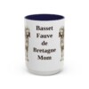15oz Basset Fauve de Bretagne Dog Mom Mug, Navy, front view