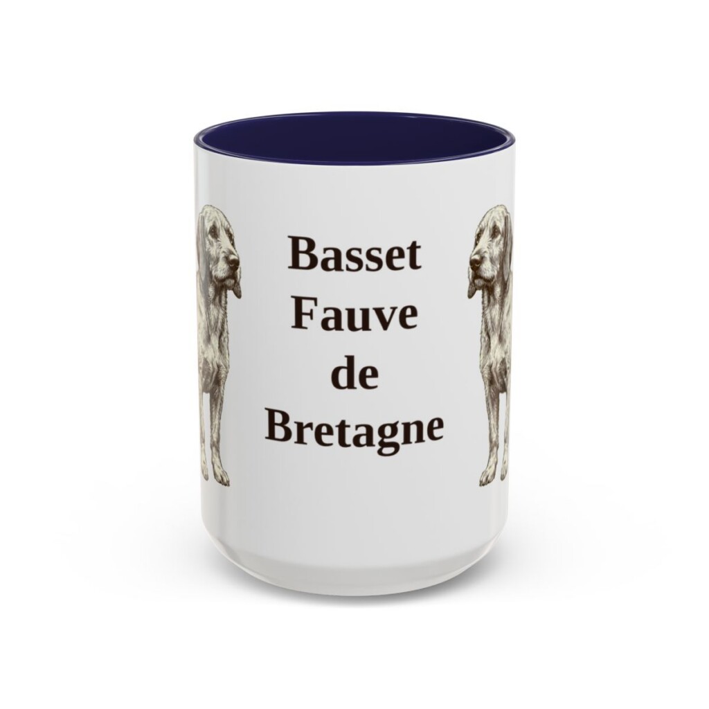 15oz Basset Fauve de Bretagne Mug, Navy, front view
