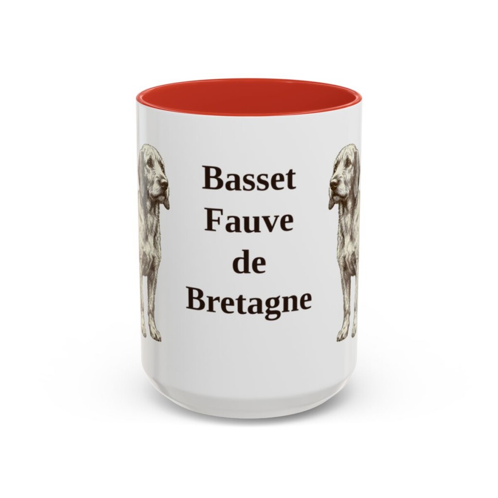 15oz Basset Fauve de Bretagne Mug, Red, front view