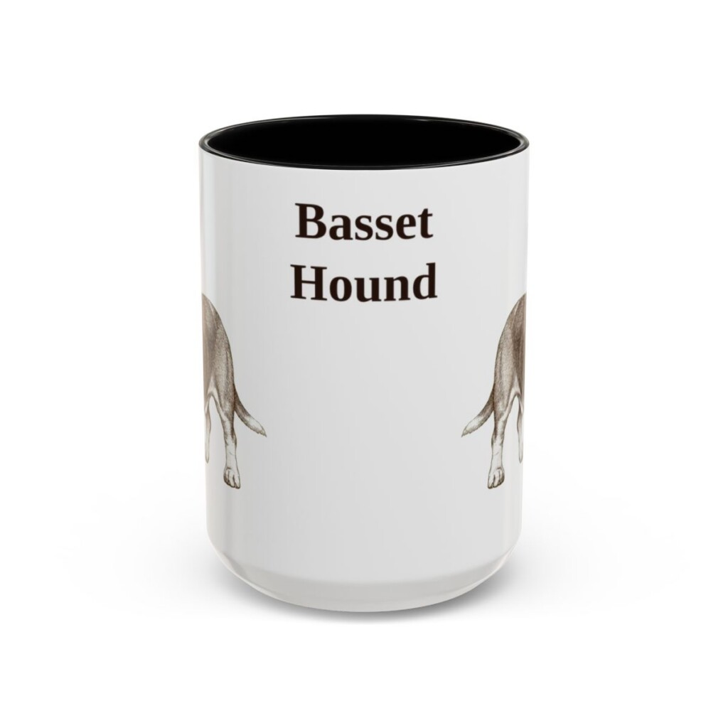15oz Basset Hound Mug, Black, front view