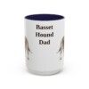 15oz-basset-hound-mug-dad-navy 15oz Basset Hound Dog Dad Mug, Navy, front view