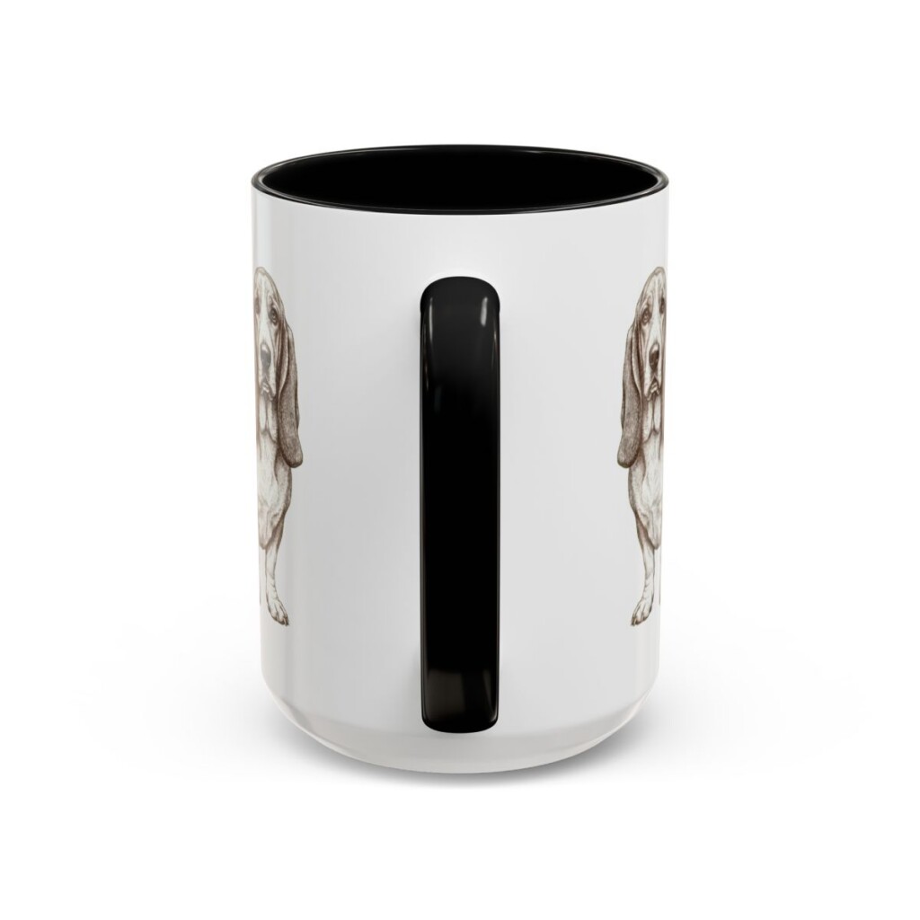 15oz-basset-hound-mug-humor-black-back 15oz Funny Basset Hound Mug, Black, back view
