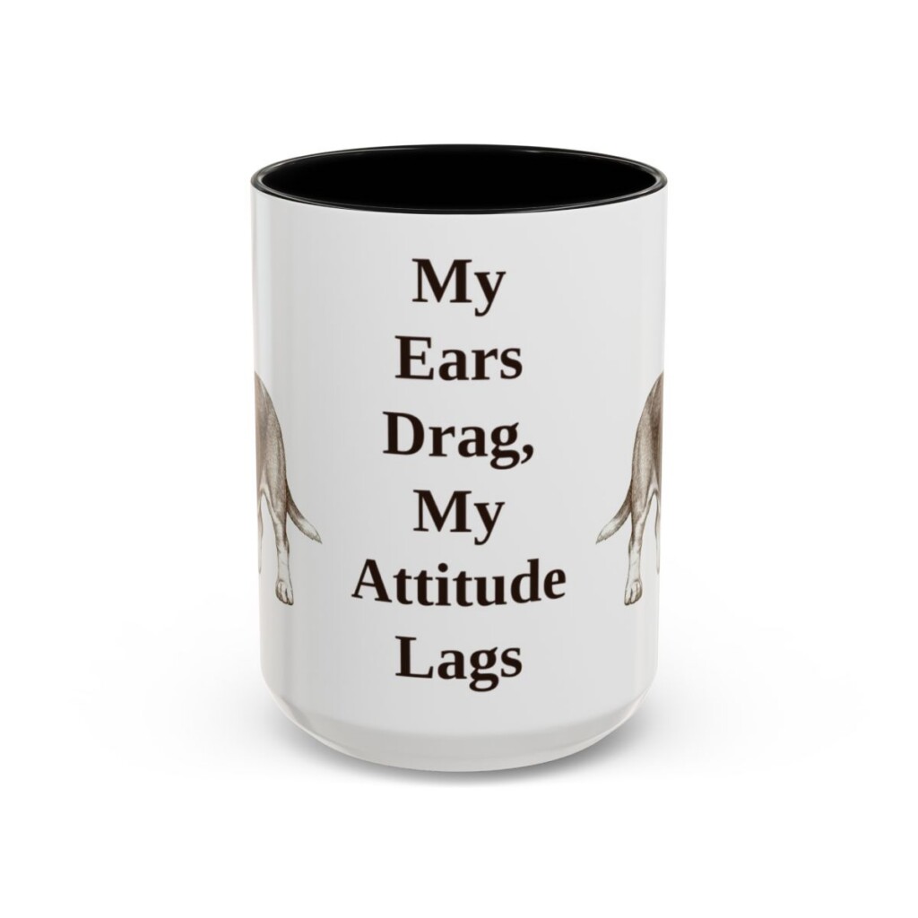 15oz-basset-hound-mug-humor-black-front 15oz Funny Basset Hound Mug, Black, front view