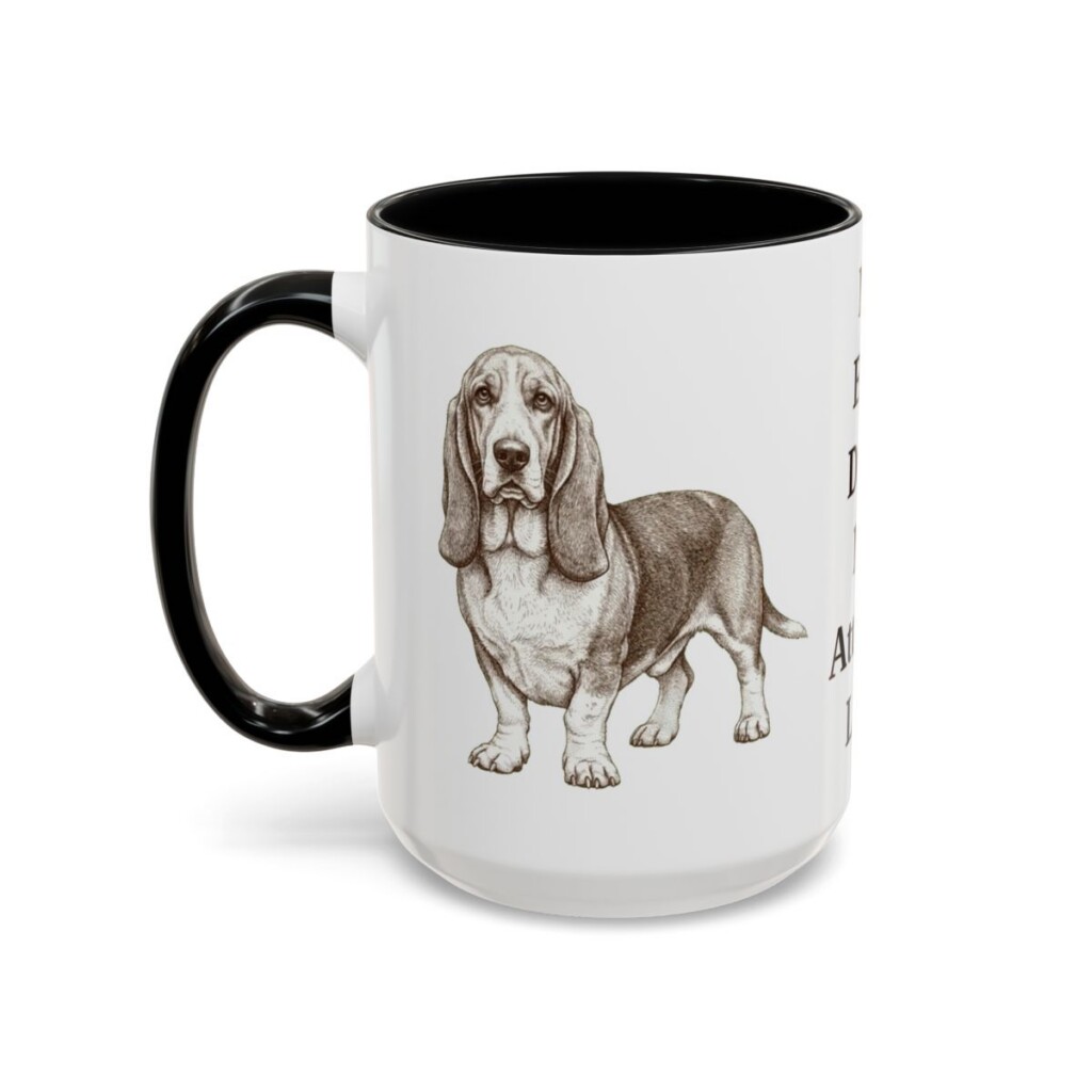 15oz-basset-hound-mug-humor-black-left 15oz Funny Basset Hound Mug, Black, left side view