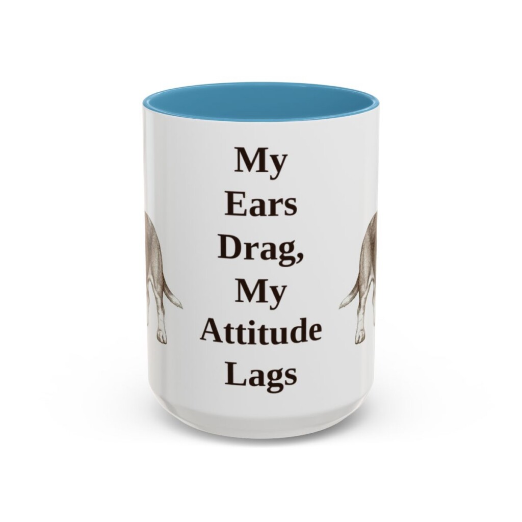 15oz-basset-hound-mug-humor-light-blue 15oz Funny Basset Hound Mug, Light Blue, front view