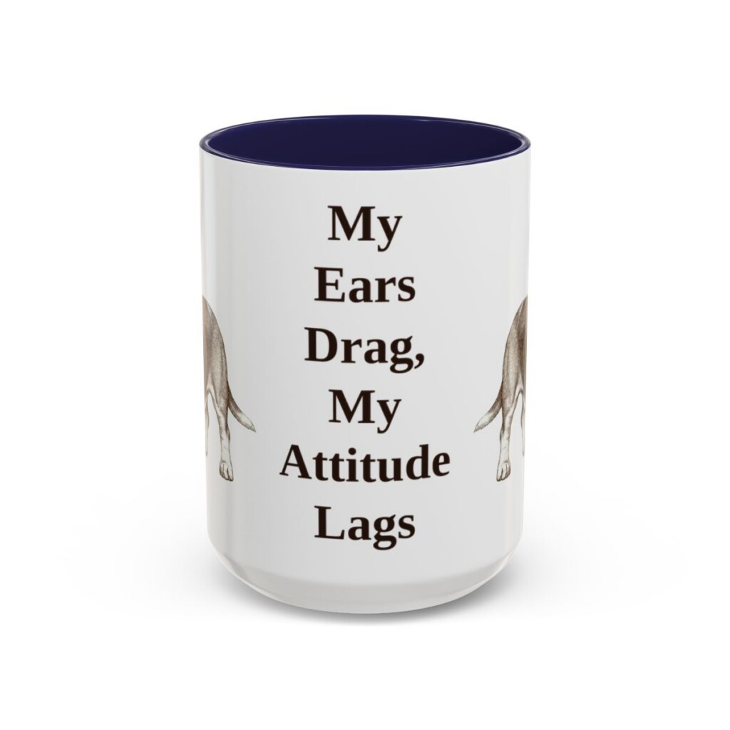 15oz-basset-hound-mug-humor-navy 15oz Funny Basset Hound Mug, Navy, front view
