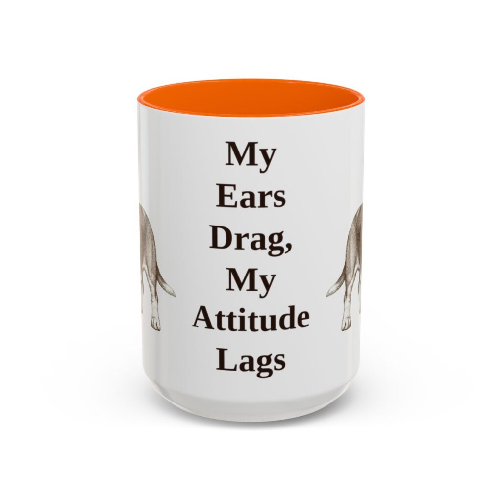 15oz-basset-hound-mug-humor-orange 15oz Funny Basset Hound Mug, Orange, front view
