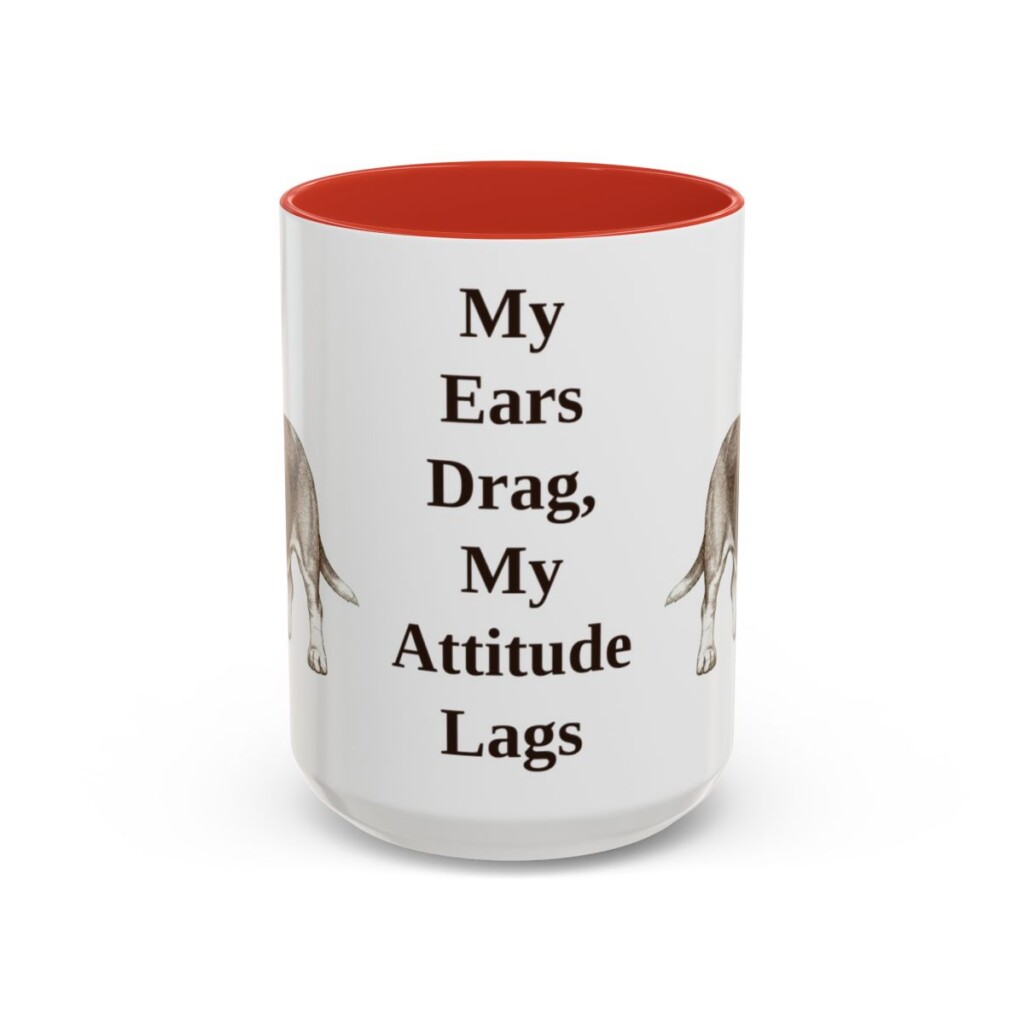 15oz-basset-hound-mug-humor-red 15oz Funny Basset Hound Mug, Red, front view