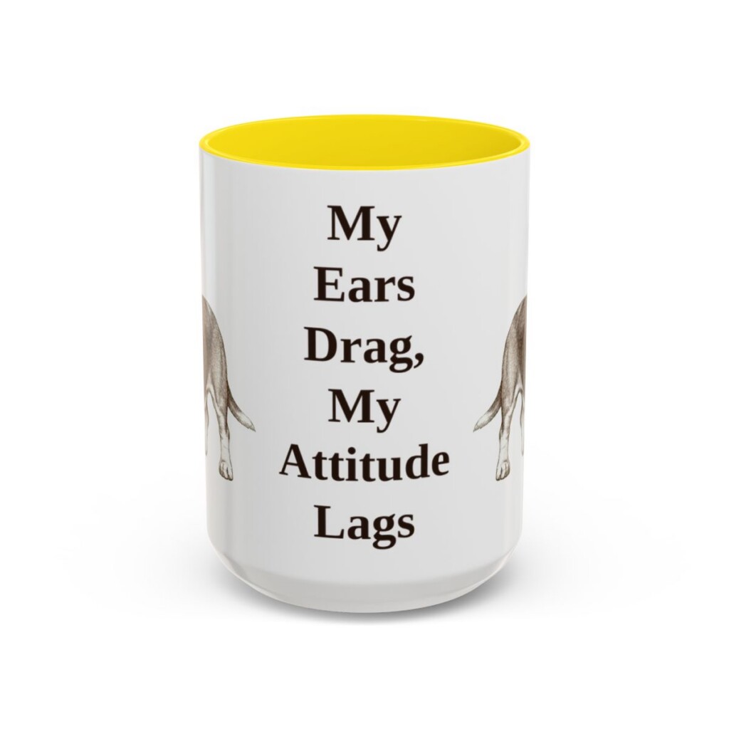 15oz-basset-hound-mug-humor-yellow 15oz Funny Basset Hound Mug, Yellow, front view