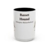 15oz Basset Hound Latin Mug, Black, front view