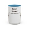 15oz Basset Hound Latin Mug, Light Blue, front view