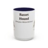15oz Basset Hound Latin Mug, Navy, front view