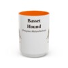 15oz Basset Hound Latin Mug, Orange, front view