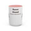 15oz Basset Hound Latin Mug, Pink, front view