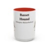 15oz Basset Hound Latin Mug, Red, front view