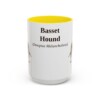 15oz Basset Hound Latin Mug, Yellow, front view