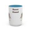 15oz Basset Hound Mug, Light Blue, front view