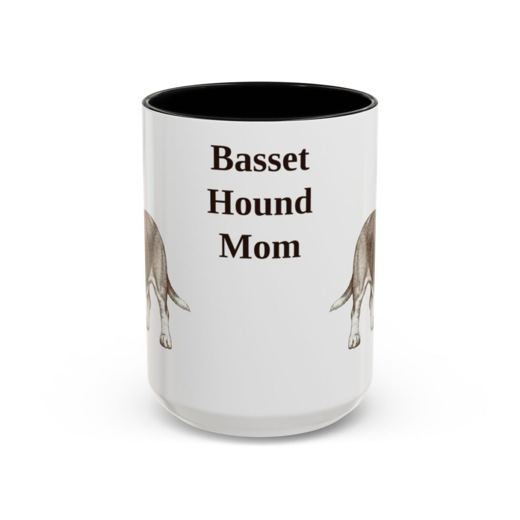 15oz Basset Hound Dog Mom Mug, Black, front view