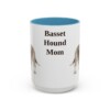 15oz Basset Hound Dog Mom Mug, Light Blue, front view