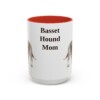 15oz Basset Hound Dog Mom Mug, Red, front view