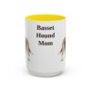 15oz Basset Hound Dog Mom Mug, Yellow, front view