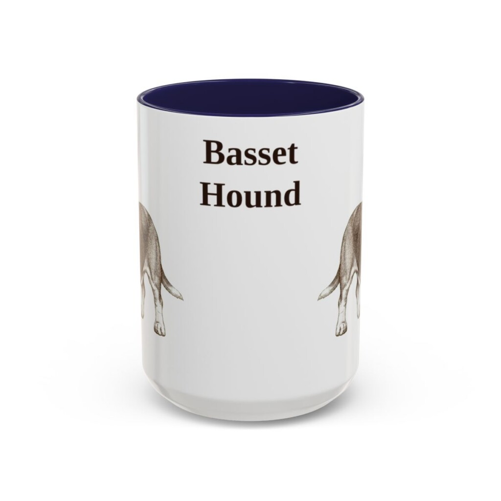 15oz Basset Hound Mug, Navy, front view