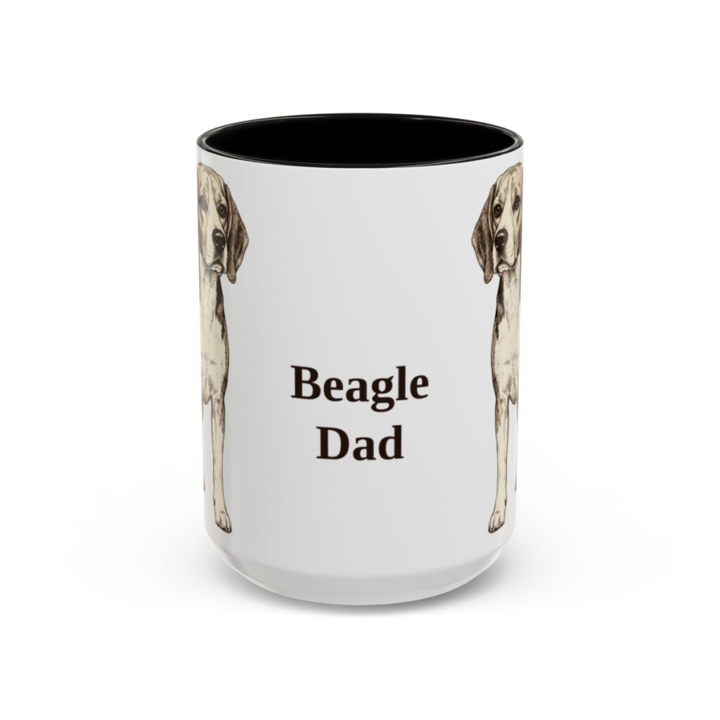 15oz Beagle Dog Dad Mug, Black, front view