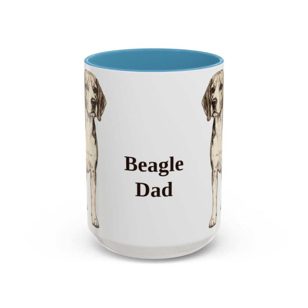 15oz Beagle Dog Dad Mug, Light Blue, front view