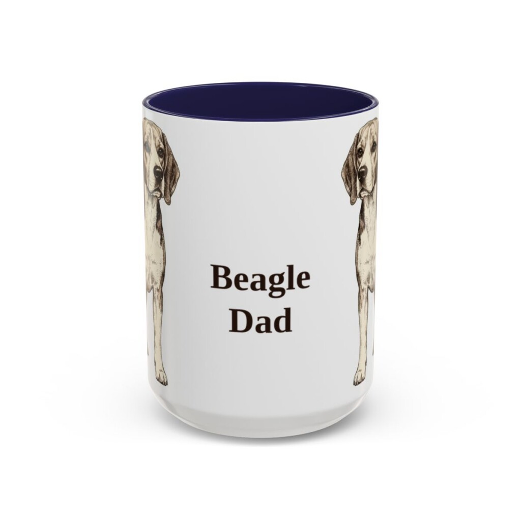 15oz Beagle Dog Dad Mug, Navy, front view