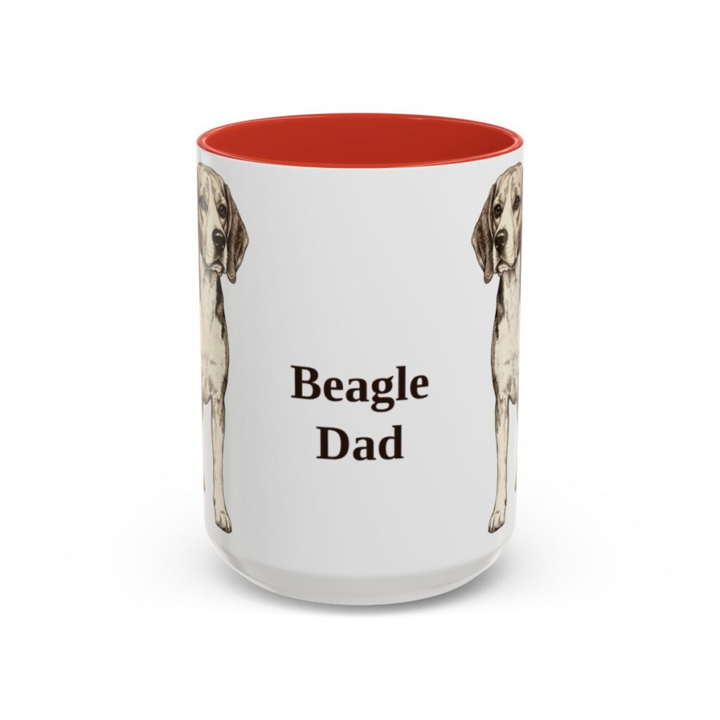15oz Beagle Dog Dad Mug, Red, front view