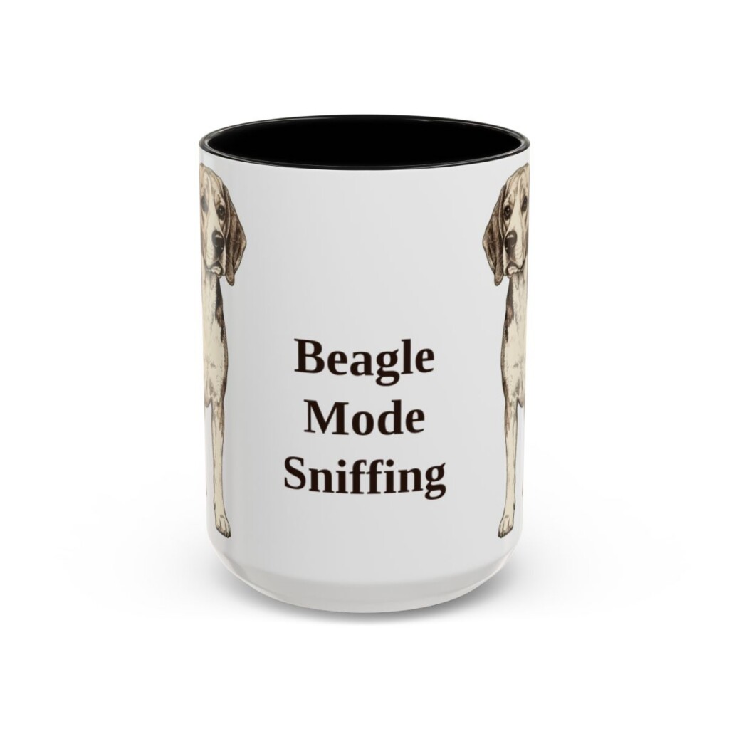 15oz Funny Beagle Mug, Black, front view