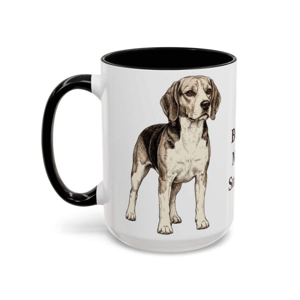 15oz Funny Beagle Mug, Black, left side view
