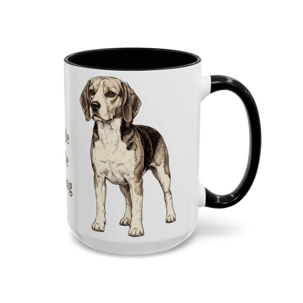 15oz Funny Beagle Mug, Black, right side view