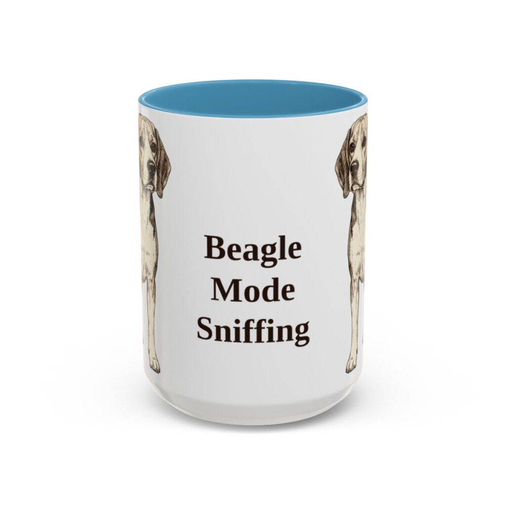 15oz Funny Beagle Mug, Light Blue, front view