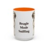 15oz Funny Beagle Mug, Orange, front view