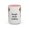 15oz Funny Beagle Mug, Pink, front view