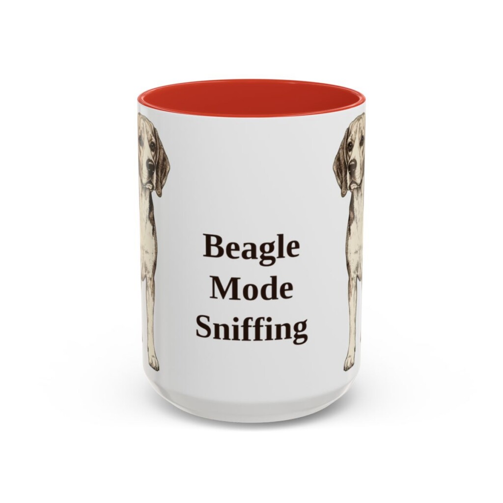 15oz Funny Beagle Mug, Red, front view