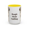 15oz Funny Beagle Mug, Yellow, front view