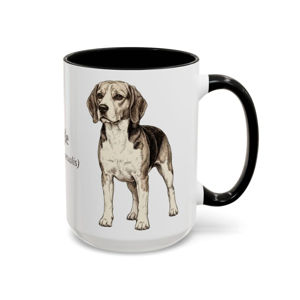 15oz Beagle Latin Mug, Black, right side view