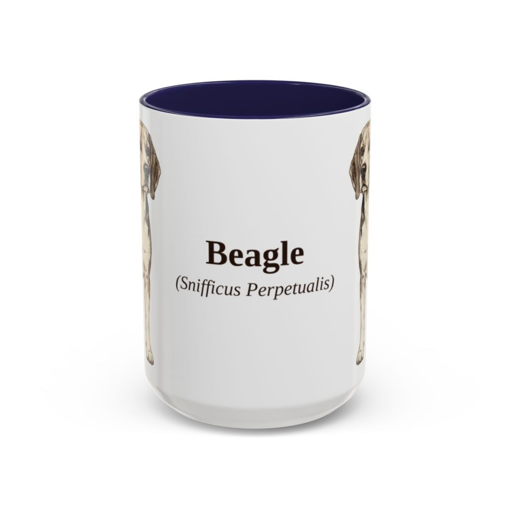 15oz Beagle Latin Mug, Navy, front view