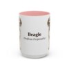 15oz Beagle Latin Mug, Pink, front view