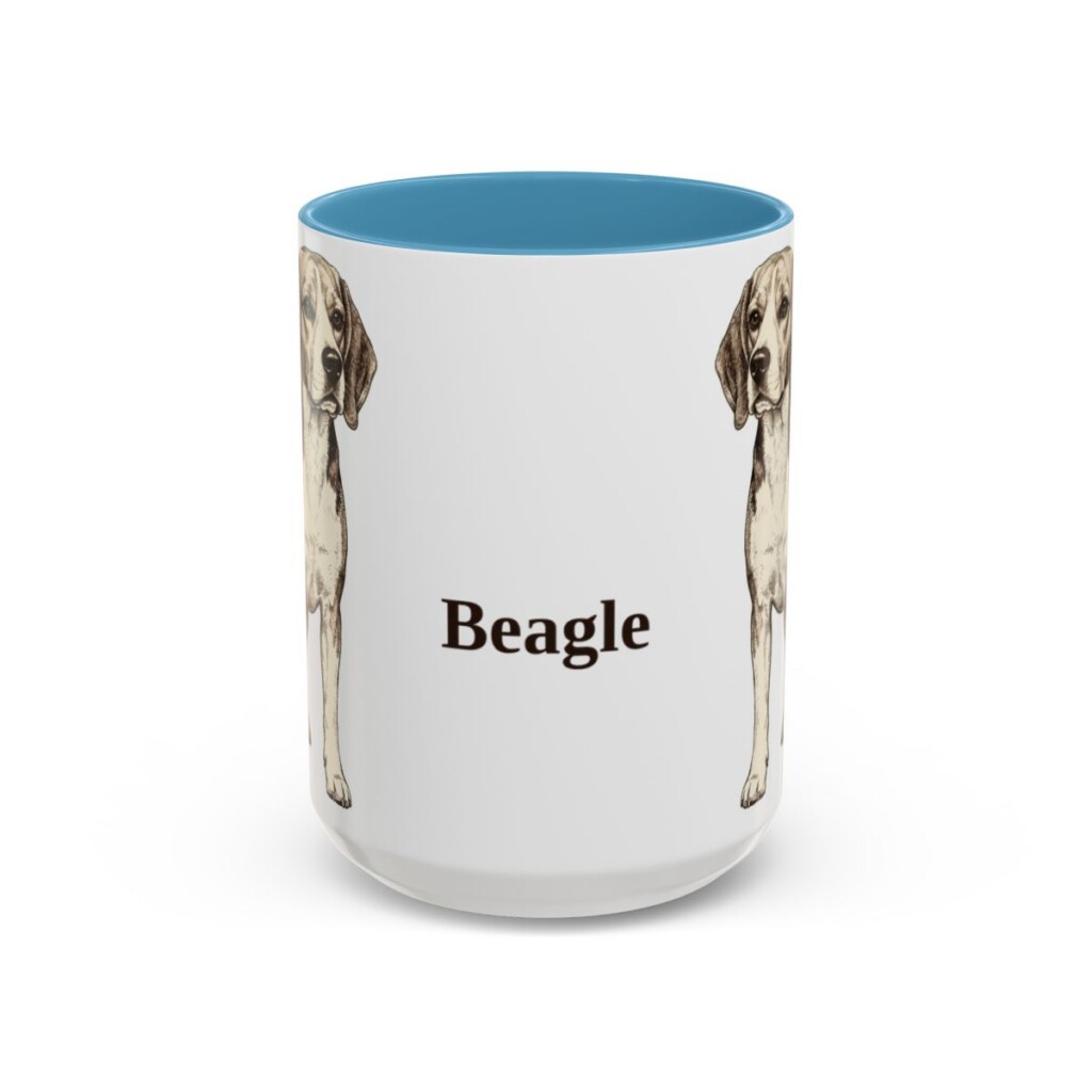 15oz Beagle Mug, Light Blue, front view