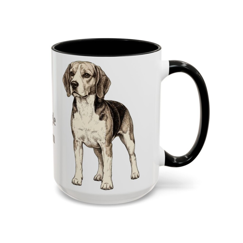 15oz Beagle Dog Mom Mug, Black, right side view