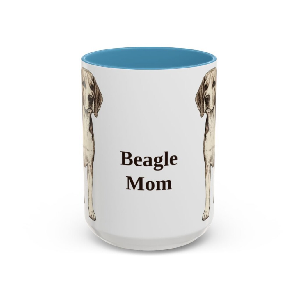15oz Beagle Dog Mom Mug, Light Blue, front view